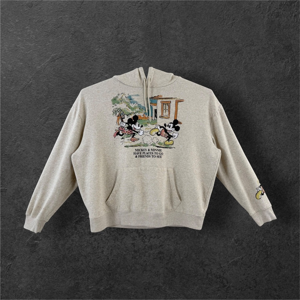 Disney Mickey Mouse Minnie Oatmeal Heather Hoodie Sweatshirt XXL MMN042AWNSC